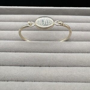 Vintage Mexico Sterling Silver 925 Monogram Hinged Bracelet Preowned